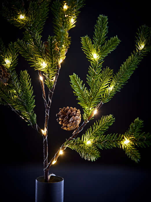 Lysgren med grankongler 32 LED H70 cm